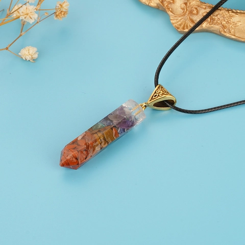 Retro Natural Agate Stone Resin Orgone Pendant Necklace Seven Chakra Healing Energy Tree Of Life Moon Jewelry For Women Men
