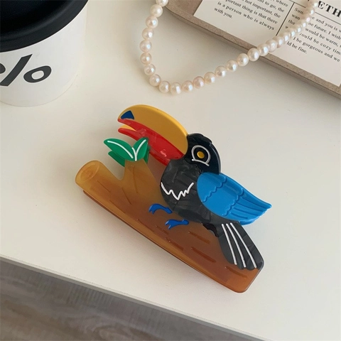 Pinza per Capelli in Acetato Animale Creativo Grande Motivo Canguro Scoiattolo Picchio Clip Tartarugate per Accessori Capelli Donna