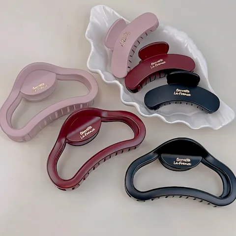 Matte Wolk Haarklem Voor Dames Franse Stijl Gouden Label Grote Haarklem Elegant Plastic Haaraccessoire