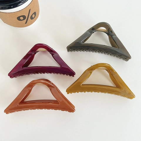 Pinza per Capelli a Triangolo in Stile Coreano Minimalista Colore Caramella Grande Fermaglio a Squalo in Plastica Laccata Lucida per Donna