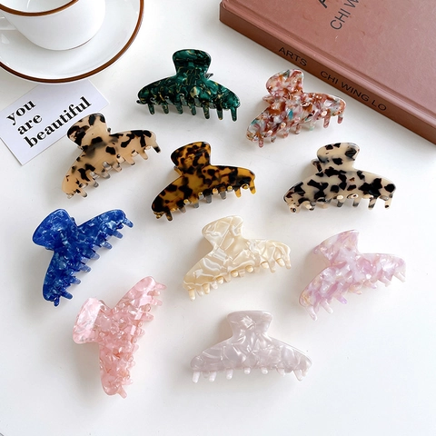 Pinza para el Pelo de Acetato Retro Elegante Patrón de Carey Mármol Pinzas Grandes para Mujeres Niñas Accesorios para el Cabello