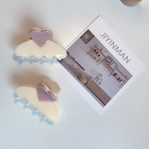 Pinza per Capelli a Cuore Dolce per Donna In Acrilico Carino Coreano Frangia Squalo Clip Accessori per lo Styling dei Capelli Quotidiano