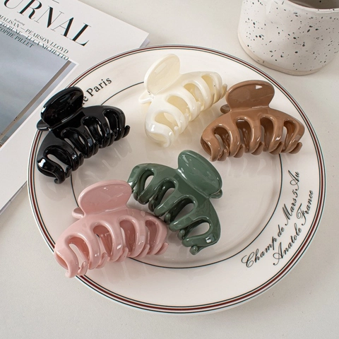 Vintage Glänzend Haarkralle Für Damen Elegant Groß Shark Clip Starker Halt Kunststoff Styling Tools Haarschmuck