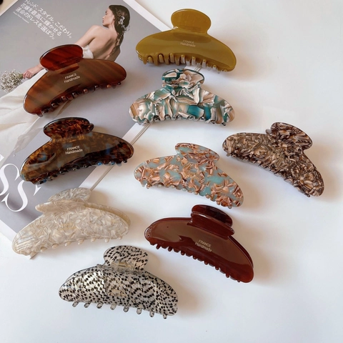 Vintage Acetat Großer Haarklammer Französisch Marmor Schildpatt Muster Hai Clip Für Damen Elegant Handgefertigt Haarschmuck