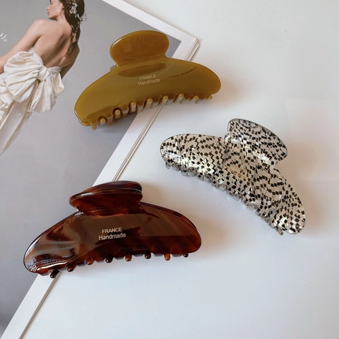 Vintage Acetat Großer Haarklammer Französisch Marmor Schildpatt Muster Hai Clip Für Damen Elegant Handgefertigt Haarschmuck