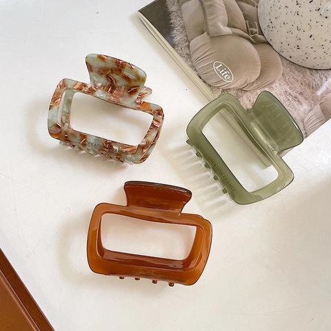 Acetate Square Hollow Hair Claw Geometric Shark Clip For Women Elegant Updo Accessory Minimalist Vintage Headpiece Headwear