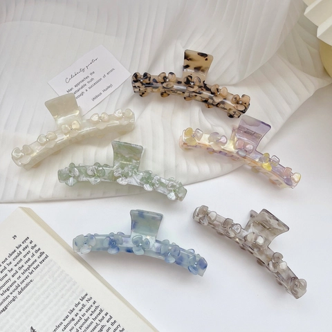 Grande Pinza per Capelli a Fiore in Acetato Con Strass Elegante Motivo Marmo Pinza a Squalo Accessori per Capelli Moda Donna
