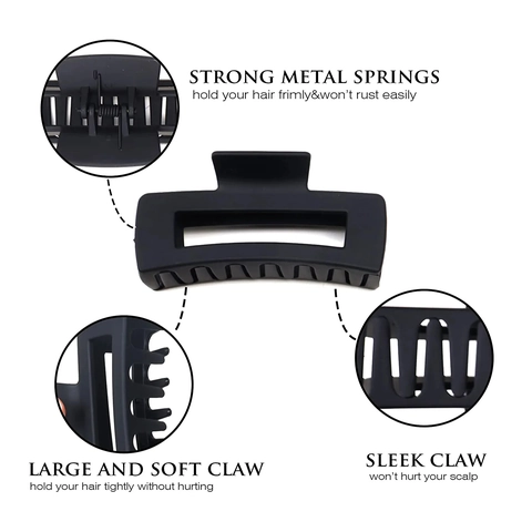 Pinza Grande de Plástico Mate Rectangular para el Cabello Color Morandi Accesorios para el Cabello Con Gomas en Espiral