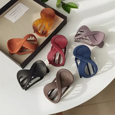 Grande Molla per Capelli in Acrilico da Donna Opaca Satinata a Forma di Croce Infinito Clip per Capelli Antiscivolo Minimalista