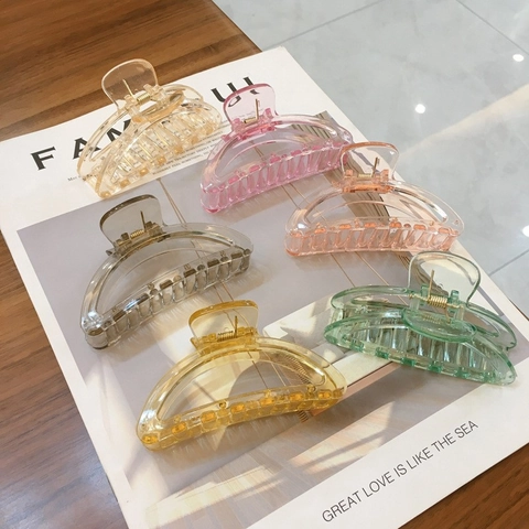 Pinza per Capelli da Donna Grande Colore Gelatina Trasparente in Acrilico Resina Minimalista Alla Moda Accessorio per Capelli