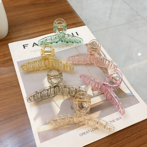 Pinza per Capelli da Donna Grande Colore Gelatina Trasparente in Acrilico Resina Minimalista Alla Moda Accessorio per Capelli