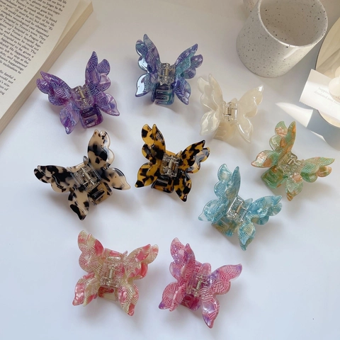 Fashion Butterfly Cellulose Acetate Hair Claw Clip For Women Marble Leopard Print Shell Pattern Hair Styling Accessories