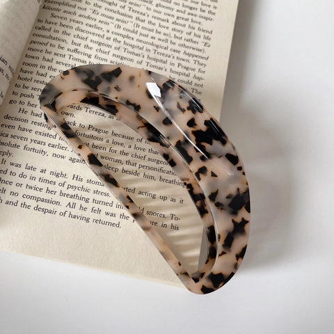 Pinza per Capelli Grande in Acetato Stile Francese Vuoto Leopardo Tartarugato Motivo Marmorizzato per Capelli Donna