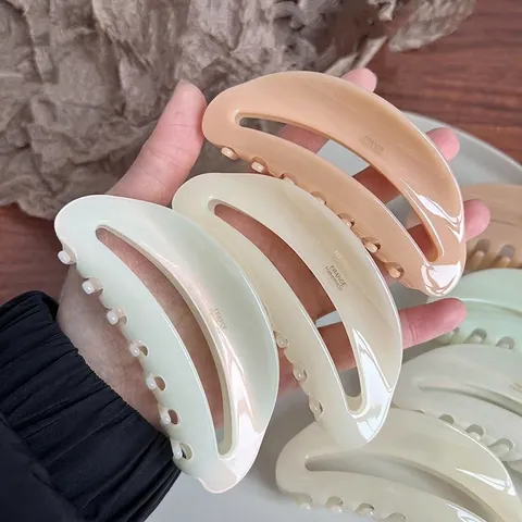 Pinza per Capelli in Acetato Vintage Francese per Donna Grande Molletta a Squalo Traforata Accessorio Capelli Fatto a Mano