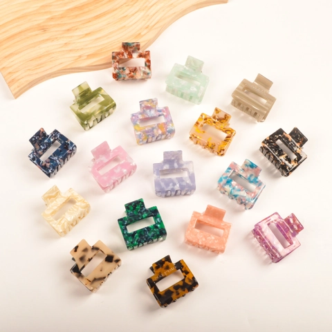 Pinza per Capelli Quadrata in Acetato Retrò Francese Motivo Geometrico Marmo Tartarugato Fermaglio per Capelli Vuoto per Acconciatura Donna