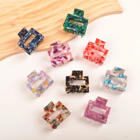 Pinza per Capelli Quadrata in Acetato Retrò Francese Motivo Geometrico Marmo Tartarugato Fermaglio per Capelli Vuoto per Acconciatura Donna