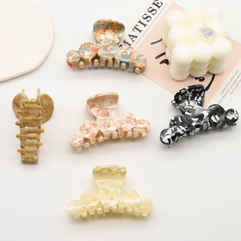 Pinza per Capelli in Acetato Stile Francese Grande Motivo Tartaruga Marmorizzato Fermagli per Capelli Donna Accessori Styling