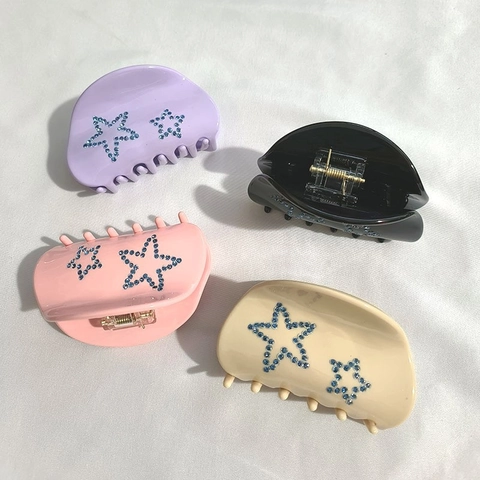 Essigsäure Stern Strass Haarklammer Für Damen Halbkreis Haifisch Clip Medium Haarschmuck Mode Kopfbedeckung