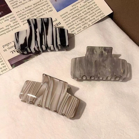 Elegante Pinza per Capelli in Acetato di Cellulosa per Donna Motivo Marmo Zebra Rettangolare Grande Shark Clip Accessori per Capelli Retro