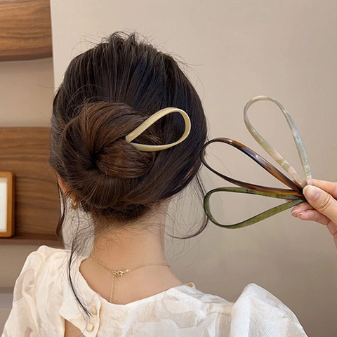 Minimalistische U-Förmige Acetat Haargabel Vintage Schildpatt Marmor Muster Haarnadel Hochsteckfrisur Tool Für Damen Mode Haarschmuck