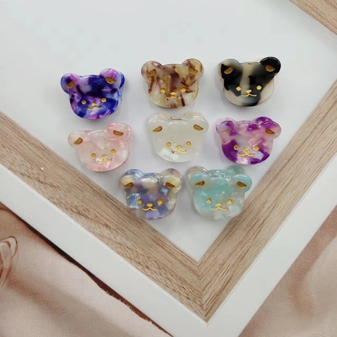 Leuke Acetaat Beer Haarklem Clips Kleine Marmer Textuur Haarspelden Voor Dames Meisjes Zoete Mini Pony Zijclips Haaraccessoires