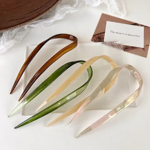 Minimalistische U-Förmige Acetat Haargabel Vintage Schildpatt Marmor Muster Haarnadel Hochsteckfrisur Tool Für Damen Mode Haarschmuck