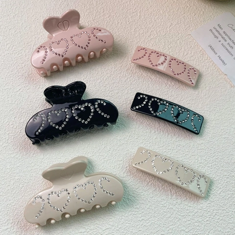 Elegante Molletta Per Capelli In Acetato Con Cuore Di Strass Grande Fermaglio A Pinza Per Donna Accessori Per Lo Styling