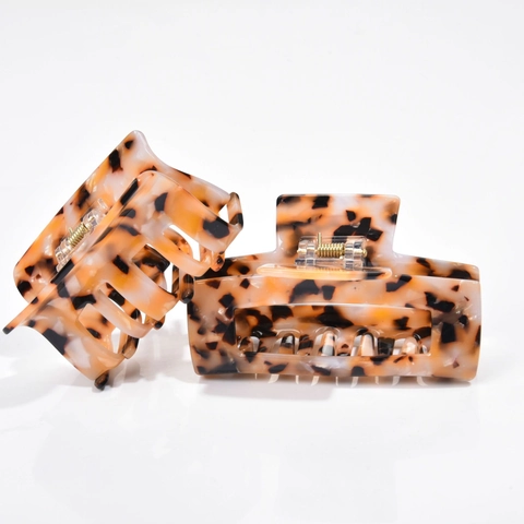 Vintage Acetate Hair Claw Leopard Print Tortoiseshell Hair Clip For Women Geometric Rectangular Shark Clip Fashion Hair Styling Accessory