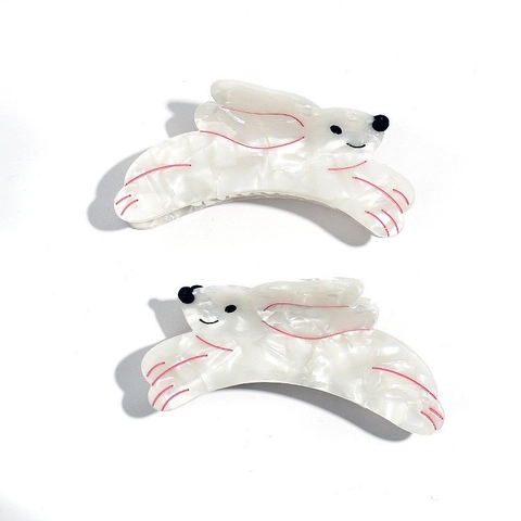 Cute Rabbit Cellulose Acetate Hair Claw Large Marble Pattern Shark Clip For Women Elegant Animal Shaped Hair Accessories