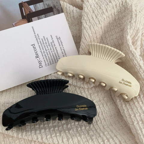 Pinza para el Cabello Grande de Acetato Estilo Francés Etiqueta Dorada Concha Clip de Tiburón Para Mujer Accesorios Elegantes