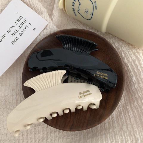Pinza para el Cabello Grande de Acetato Estilo Francés Etiqueta Dorada Concha Clip de Tiburón Para Mujer Accesorios Elegantes
