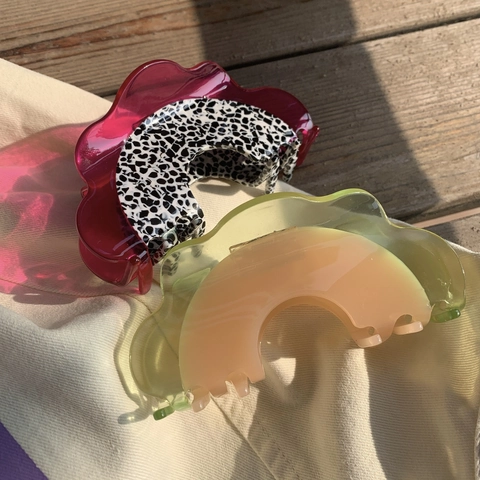 Molla per Capelli Grande in Acetato Serie Frutta Bordo Ondulato Colore Gelatina Clip a Squalo per Donna Accessori Capelli Fatti a Mano