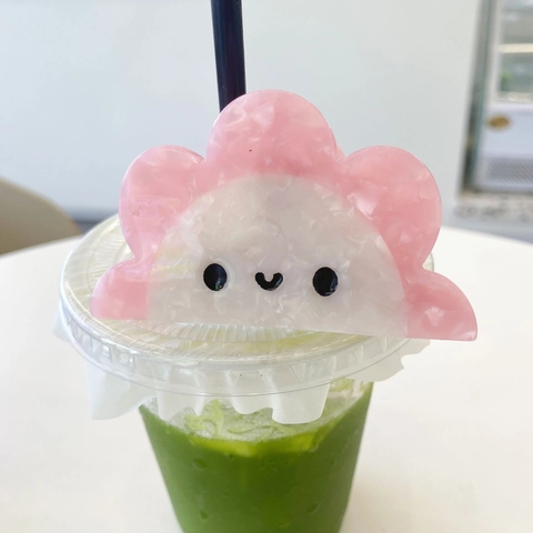 Cute Acetate Cloud Smiley Face Hair Claw Clip For Women Sweet Korean Style Marble Texture Handmade Hair Accessory