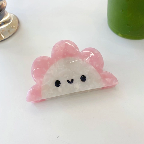 Cute Acetate Cloud Smiley Face Hair Claw Clip For Women Sweet Korean Style Marble Texture Handmade Hair Accessory