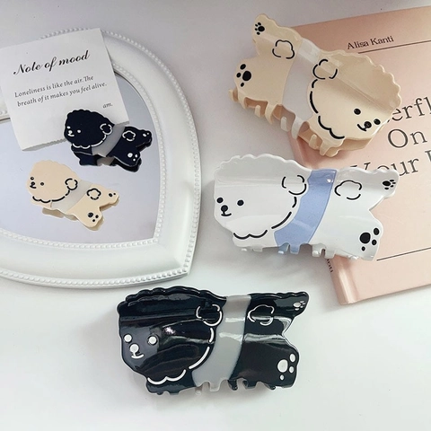 Simpatico Fermaglio per Capelli a Forma di Cane Teddy in Acetato di Cellulosa Accessori per Capelli Donna Pinza a Granchio