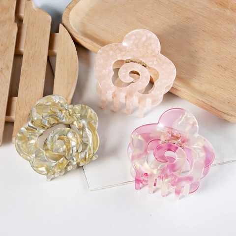 Acetat Blume Haarklammer Elegant Hohl Aus Marmormuster Haifischclip Für Damen Tägliche Haarstyling Accessoires