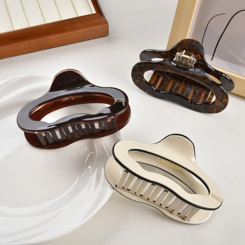 Pinza de Garra de Acetato Grande para Mujer Forma Ondulada de Carey Mármol Pinza Tiburón Hecha a Mano Accesorios para el Cabello