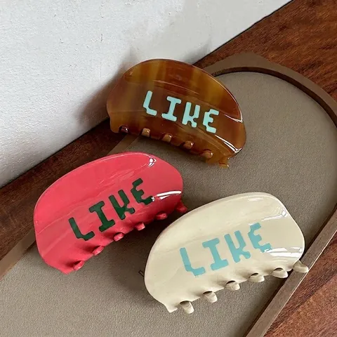 Modische Acetat Haarkralle LIKE Buchstabendruck Große Haarklammer Rutschfeste Haaraccessoires Für Damen Mädchen Täglicher Gebrauch
