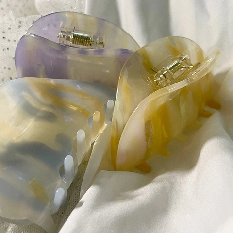 Acetat Meerjungfrau Irisierend Muschelförmig Haarklammer Marmormuster Halbkreis Haargreifer Elegant Haarstyling Für Damen