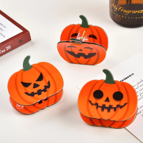 Halloween Pumpkin Hair Claw Clip Acrylic Jack O Lantern Shark Hair Clamp For Party Funny Ghost Face Hair Accessories For Women