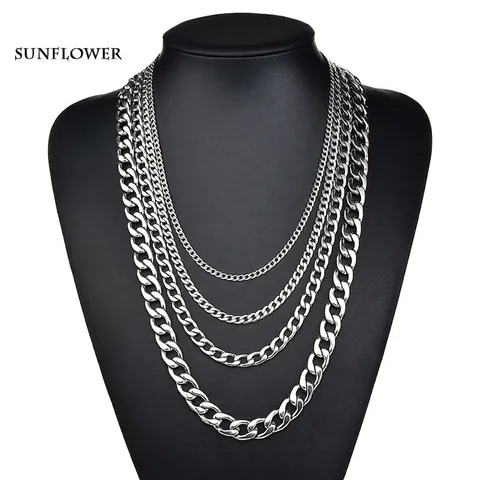 Collana a Catena a Maglie Cubane Hip Hop in Acciaio Inossidabile 304 Per Uomo Donna Collana Lucida color Argento Gioielli Streetwear