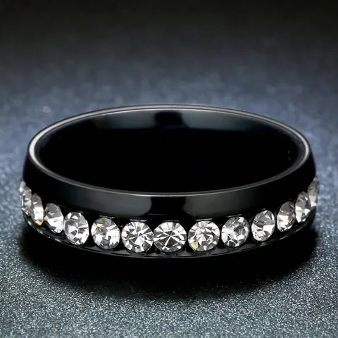 Anello Eternity in Acciaio Inossidabile con Strass Intarsiati Fascia a Una Fila per Donna Uomo Gioielli Oro Nero Argento Arcobaleno