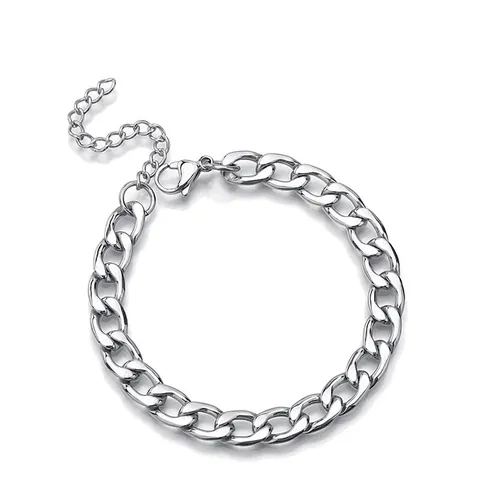 Bracciale Minimalista Hip Hop in Acciaio Inossidabile Catena Cubana Per Uomo Donna Catena Piatta Cava Regolabile Gioielli