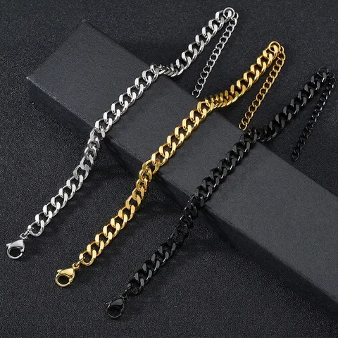 Minimalistisches Edelstahl Panzerkette Armband Für Damen Herren 18K Vergoldet Hip Hop Trendy Schmuck Streetwear Accessoire