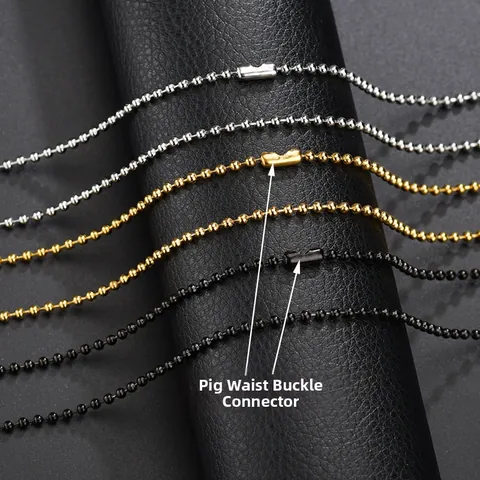 Stainless Steel Ball Chain Necklace For Men Women High Polished Steel Gold Black Color Bead Chain Necklace For Pendant Replacement Accessory Jewelry
