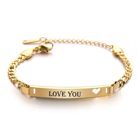 Stainless Steel ID Plate Bracelet For Women Men Hollow Heart Figaro Chain Link Adjustable Fashion Commuting Jewelry Gift
