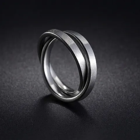 Anello Intrecciato Doppio Triplo in Acciaio Inossidabile Finitura Spazzolata Lucida Hip Hop per Uomo Donna Unisex Gioielli