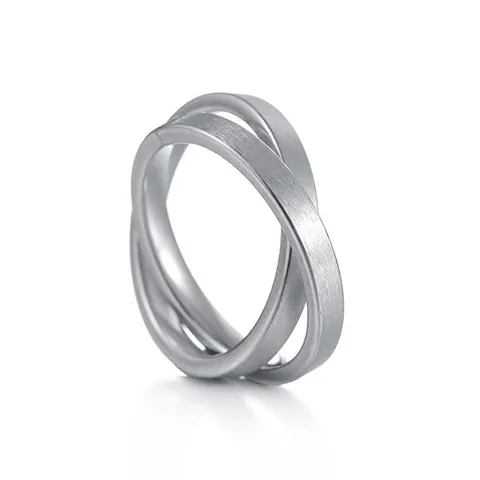 Anello Intrecciato Doppio Triplo in Acciaio Inossidabile Finitura Spazzolata Lucida Hip Hop per Uomo Donna Unisex Gioielli