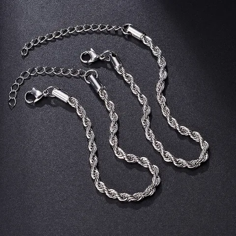 Edelstahl Seilkette Armband Für Herren Damen Gedreht Minimalistischer Schmuck Silberton Verstellbares Gliederkettenarmband
