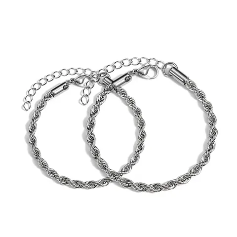 Edelstahl Seilkette Armband Für Herren Damen Gedreht Minimalistischer Schmuck Silberton Verstellbares Gliederkettenarmband